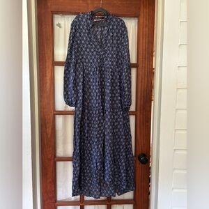 Maeve for Anthropologie Tamarind Blue Tiered Peasant Boho Dress XSP